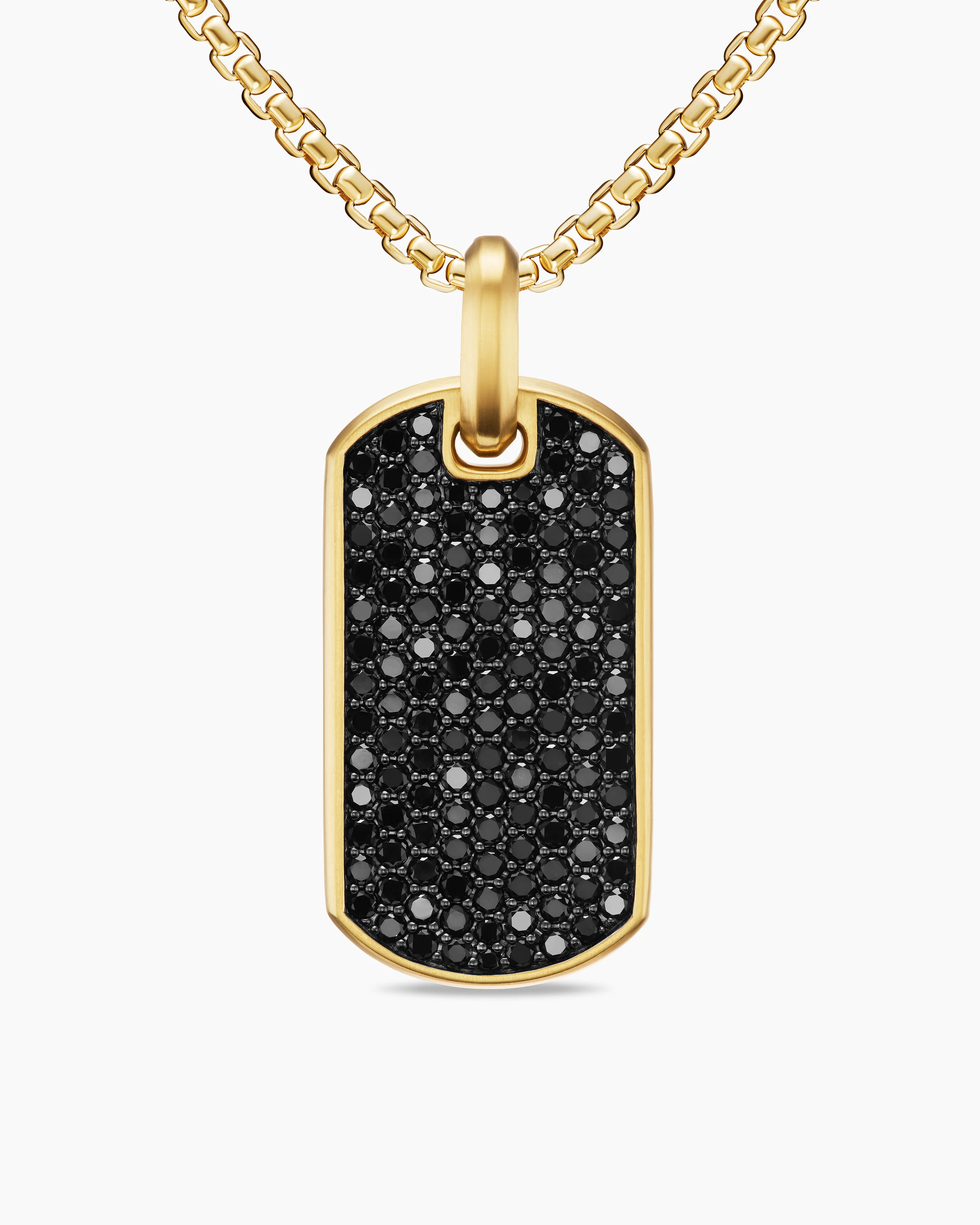 Chevron Tag 18K Yellow Gold with Black Diamonds, 42mm