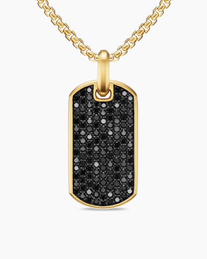 Chevron Tag 18K Yellow Gold with Black Diamonds, 42mm