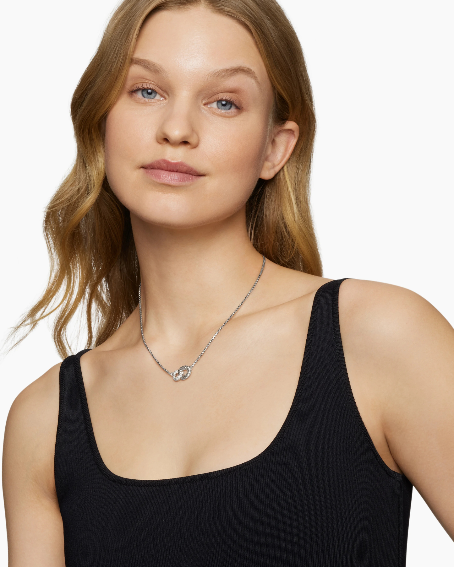 Belmont® Curb Link Necklace Sterling Silver with Diamonds, 20mm