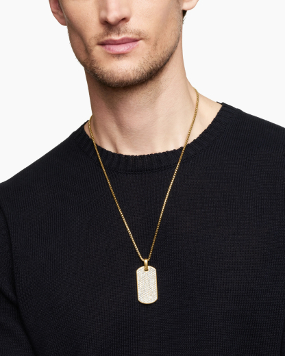 Chevron Tag 18K Yellow Gold with Diamonds, 42mm