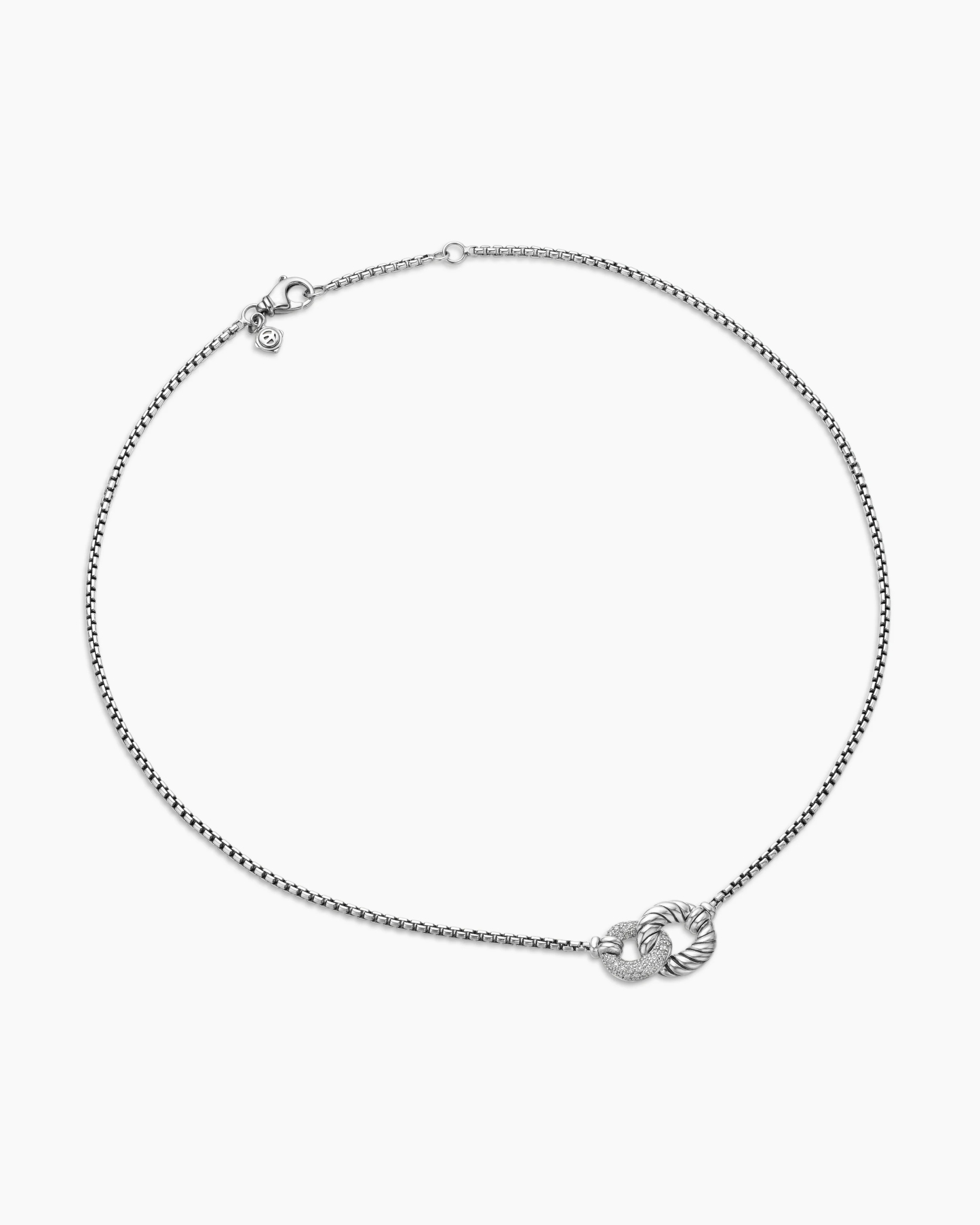 Belmont® Curb Link Necklace Sterling Silver with Diamonds, 20mm