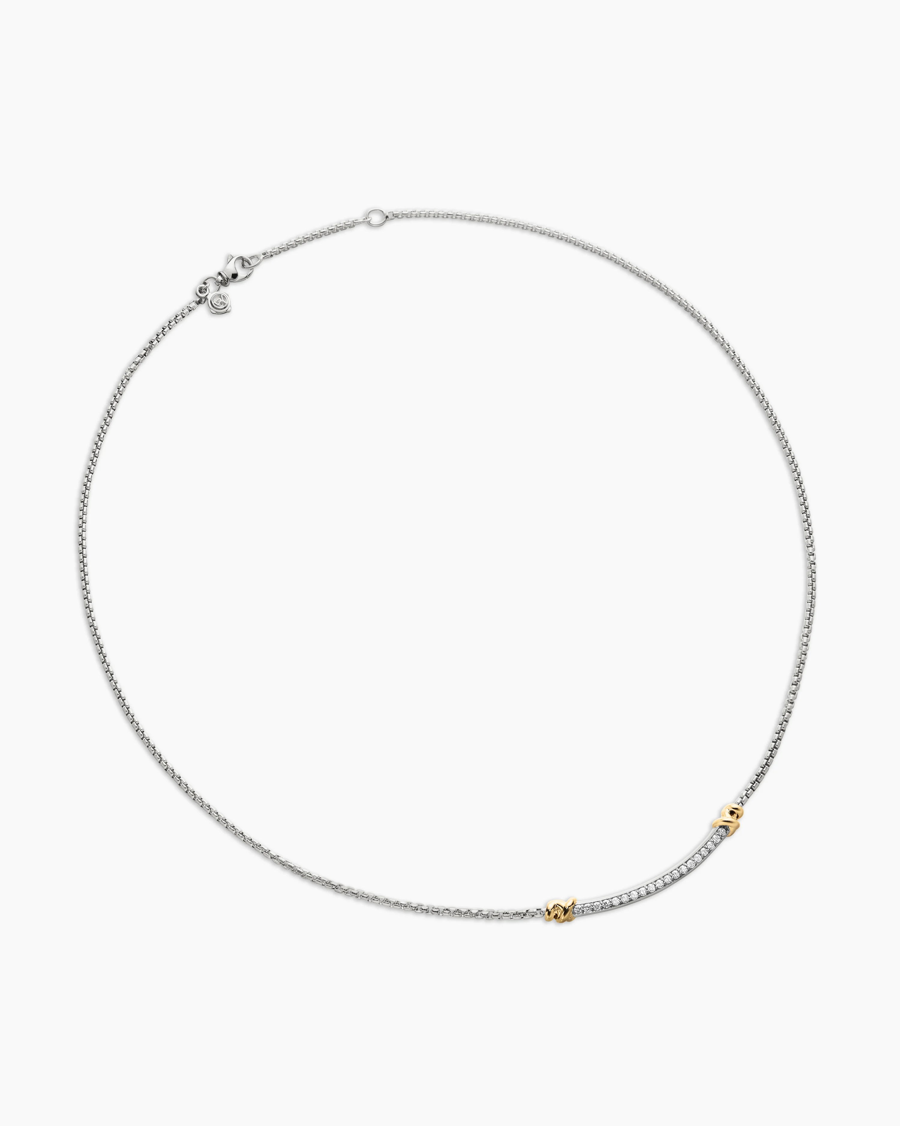 Petite Helena Wrap Station Necklace Sterling Silver with 18K Yellow Gold and Diamonds, 29mm