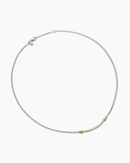 Petite Helena Wrap Station Necklace Sterling Silver with 18K Yellow Gold and Diamonds, 29mm