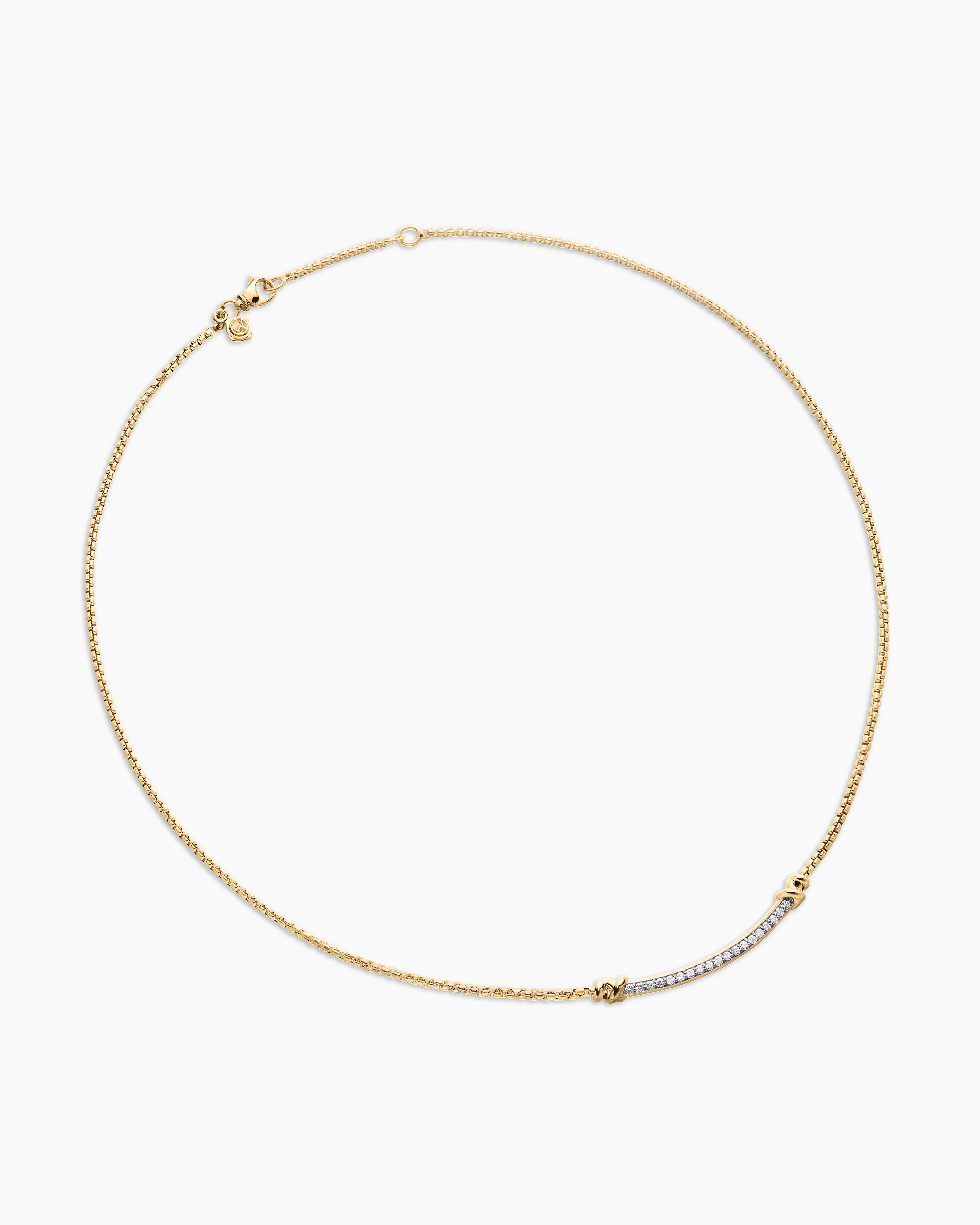 Petite Helena Wrap Station Necklace 18K Yellow Gold with Diamonds, 29mm