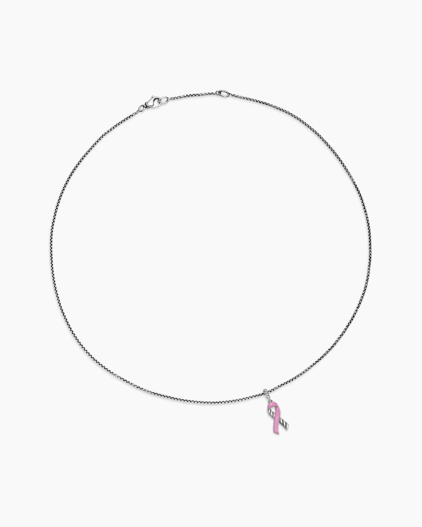 Cable Collectibles® Ribbon Necklace Sterling Silver with Pink Enamel, 24.4mm