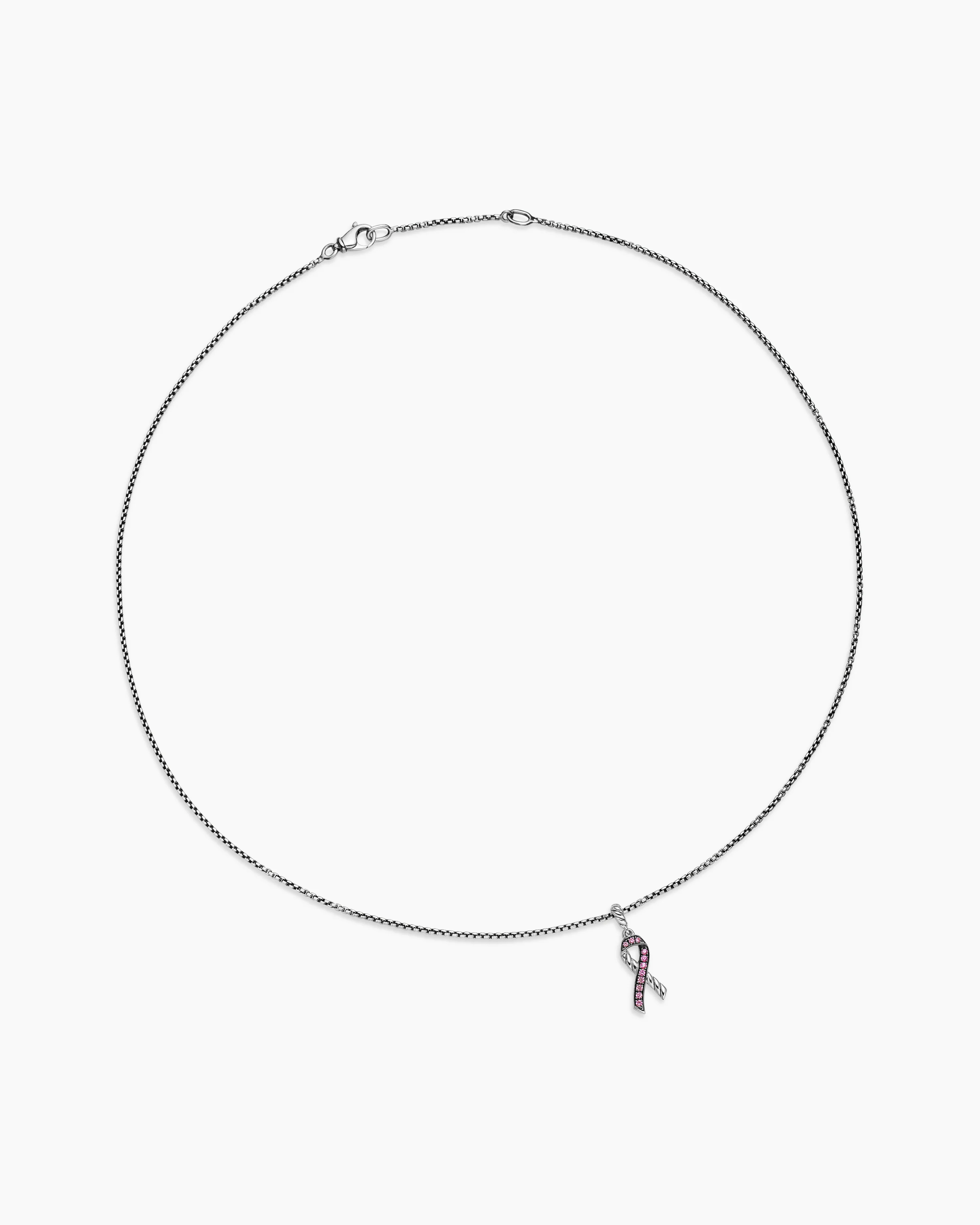 Cable Collectibles® Ribbon Necklace Sterling Silver with Pink Sapphires, 24.4mm