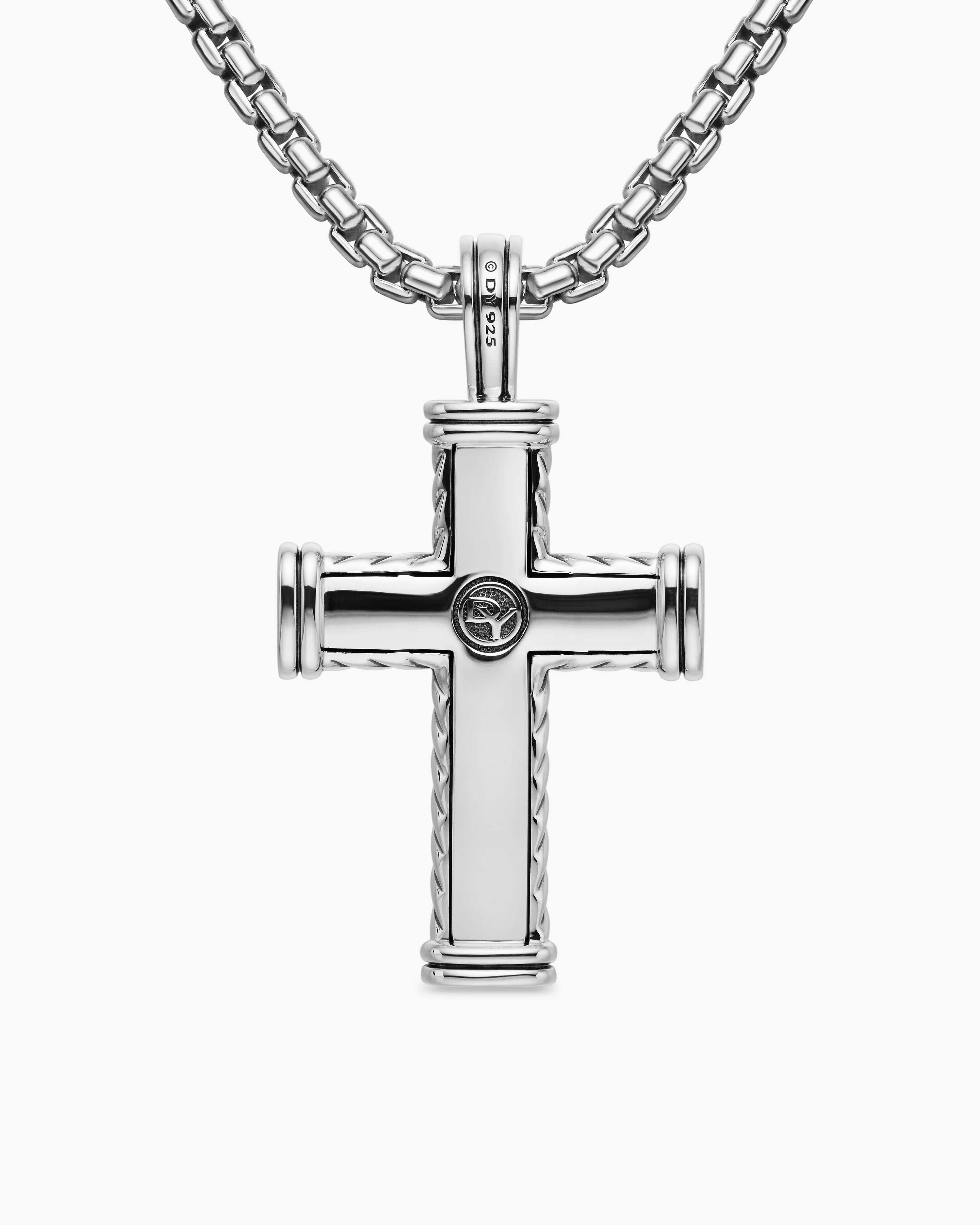 Chevron Cross Pendant Sterling Silver with Black Diamonds