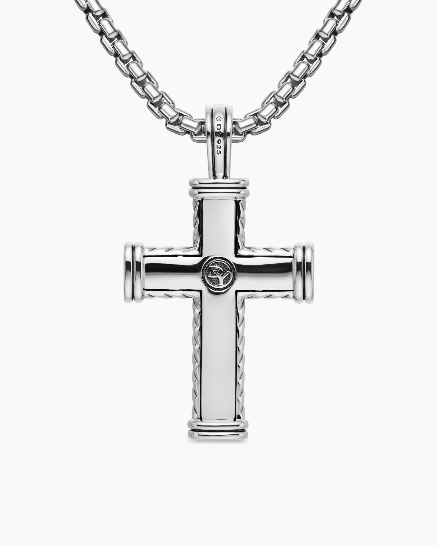 Chevron Cross Pendant Sterling Silver with Black Diamonds