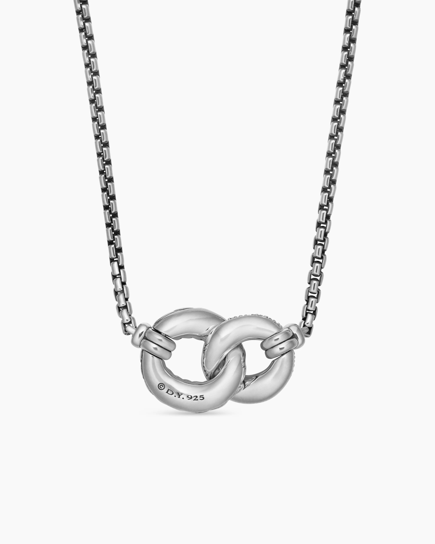 Belmont® Curb Link Necklace Sterling Silver with Diamonds, 20mm