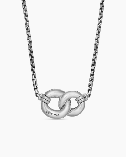 Belmont® Curb Link Necklace Sterling Silver with Diamonds, 20mm