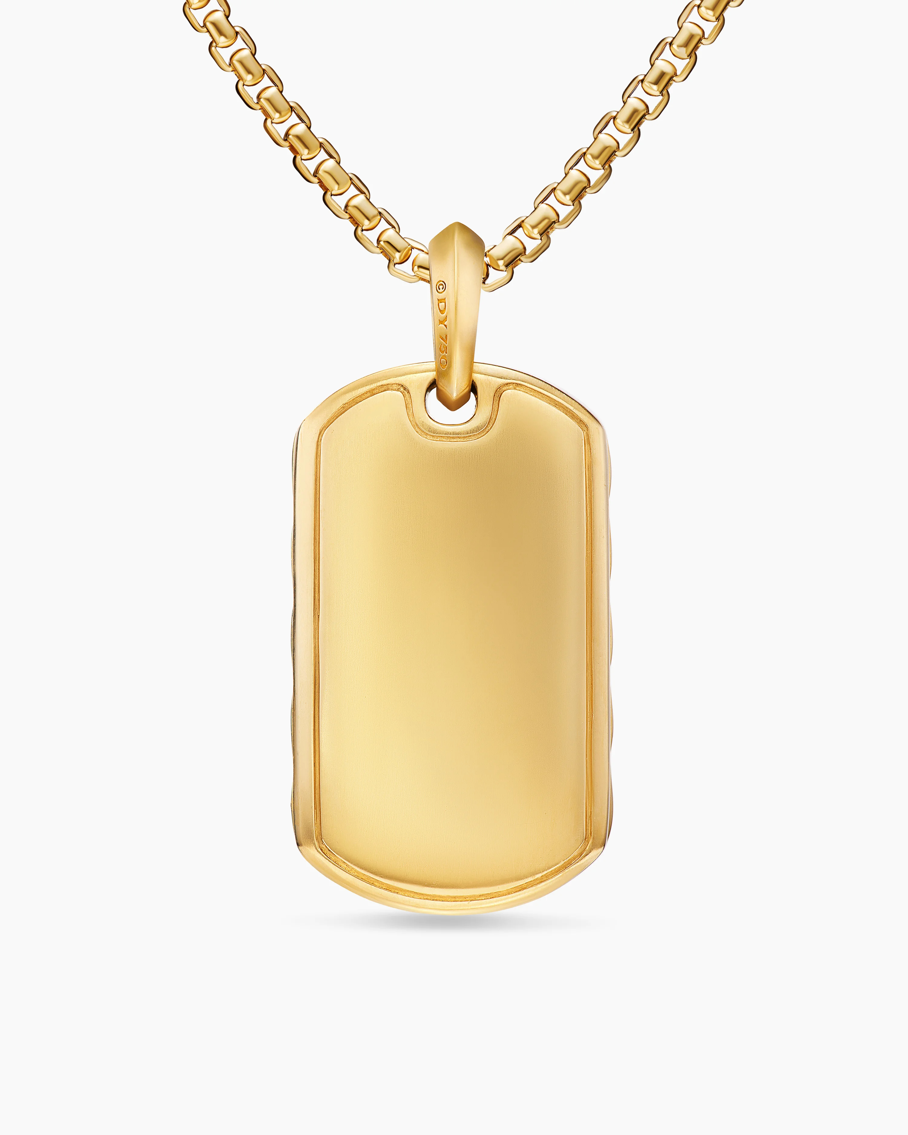 Sculpted Cable Tag 18K Yellow Gold, 42mm