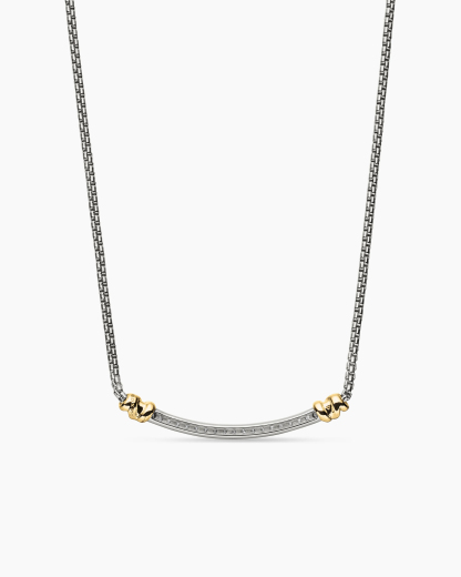 Petite Helena Wrap Station Necklace Sterling Silver with 18K Yellow Gold and Diamonds, 29mm