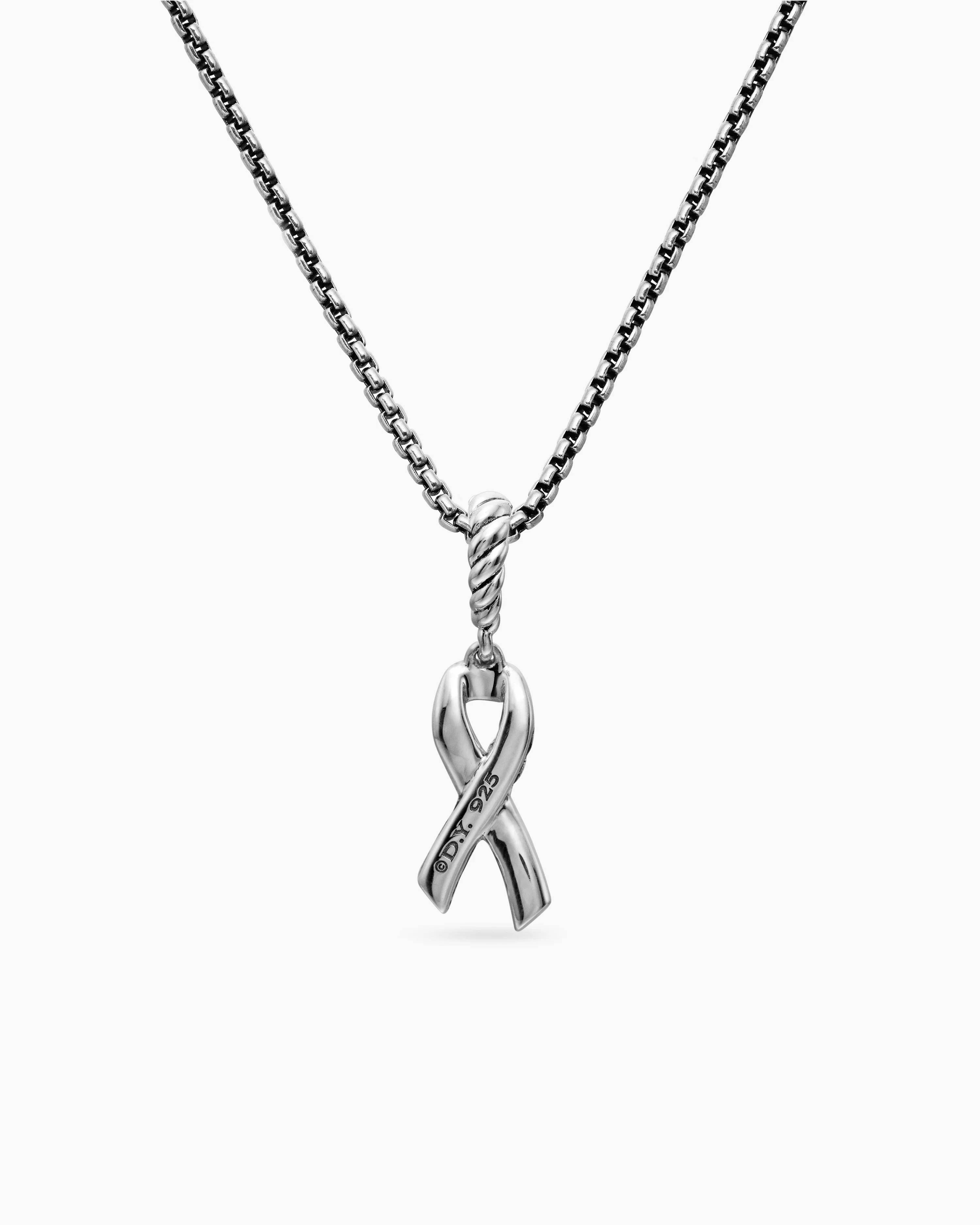 Cable Collectibles® Ribbon Necklace Sterling Silver with Pink Enamel, 24.4mm