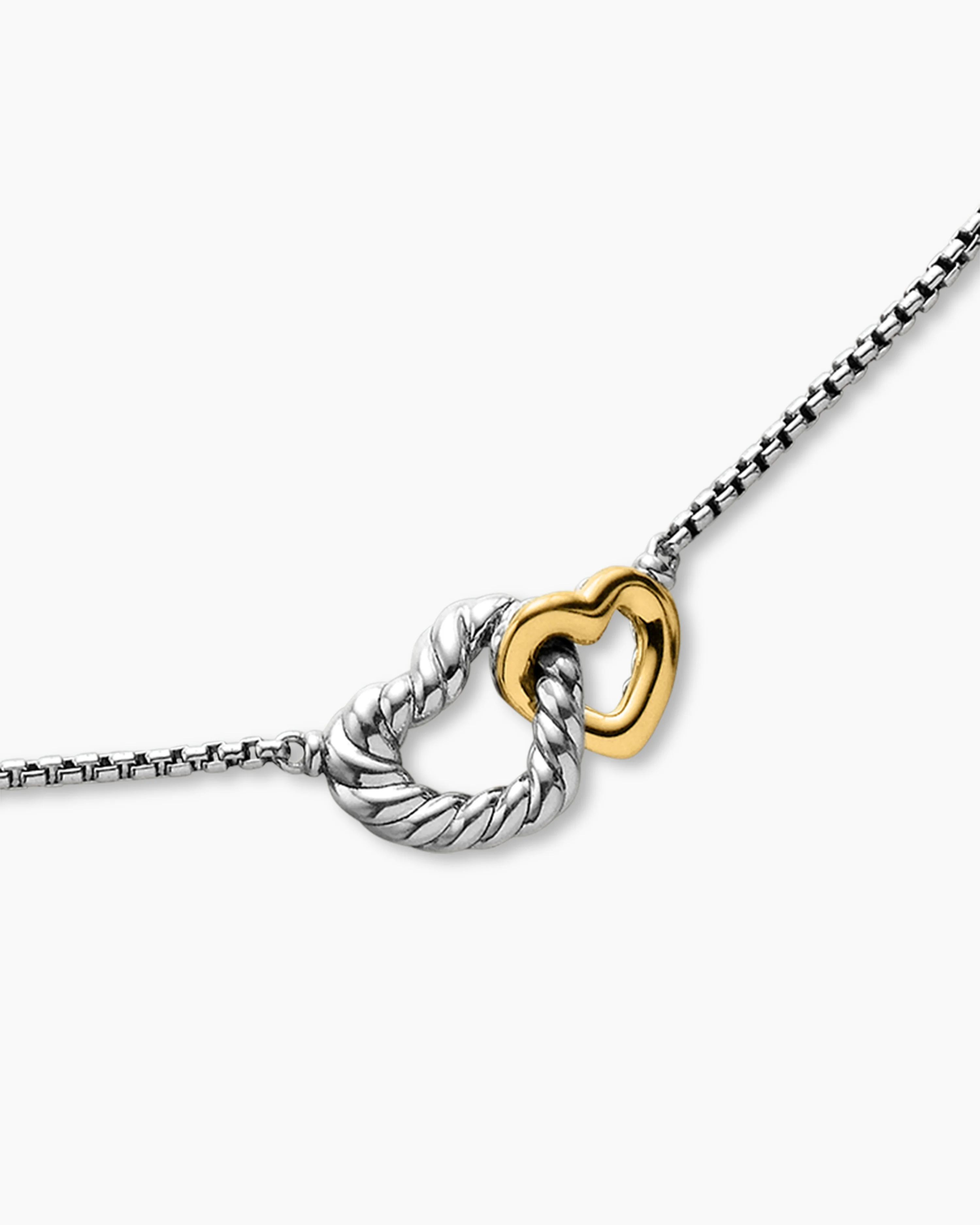 Cable Collectibles® Interlocking Heart Necklace Sterling Silver with 18K Yellow Gold