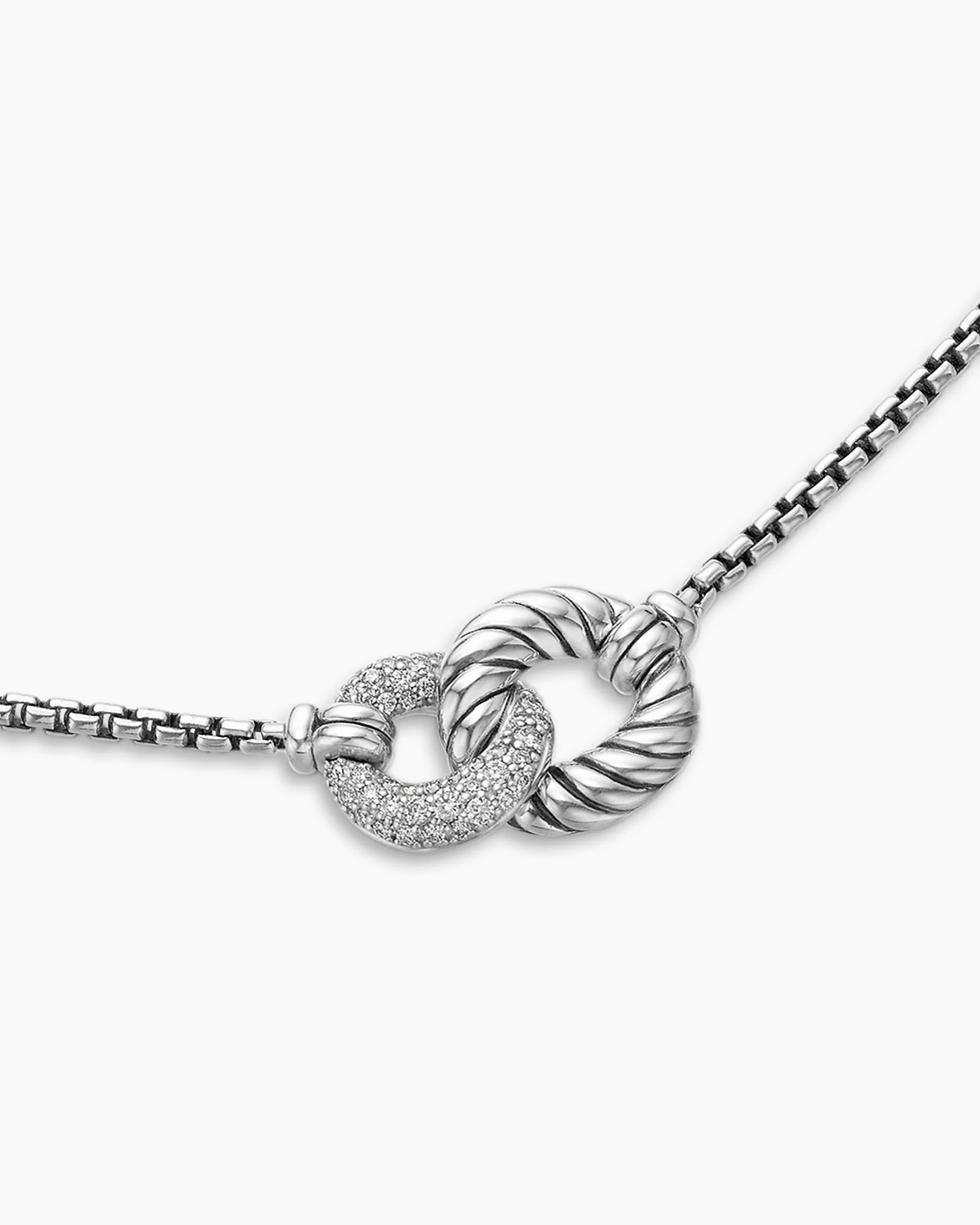 Belmont® Curb Link Necklace Sterling Silver with Diamonds, 20mm