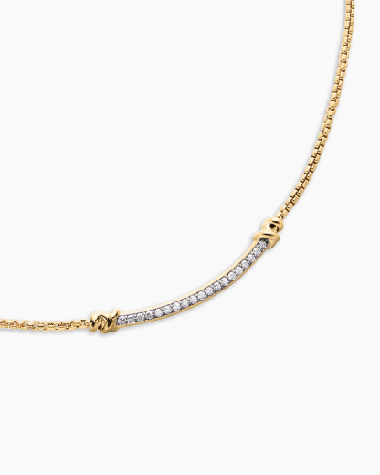 Petite Helena Wrap Station Necklace 18K Yellow Gold with Diamonds, 29mm