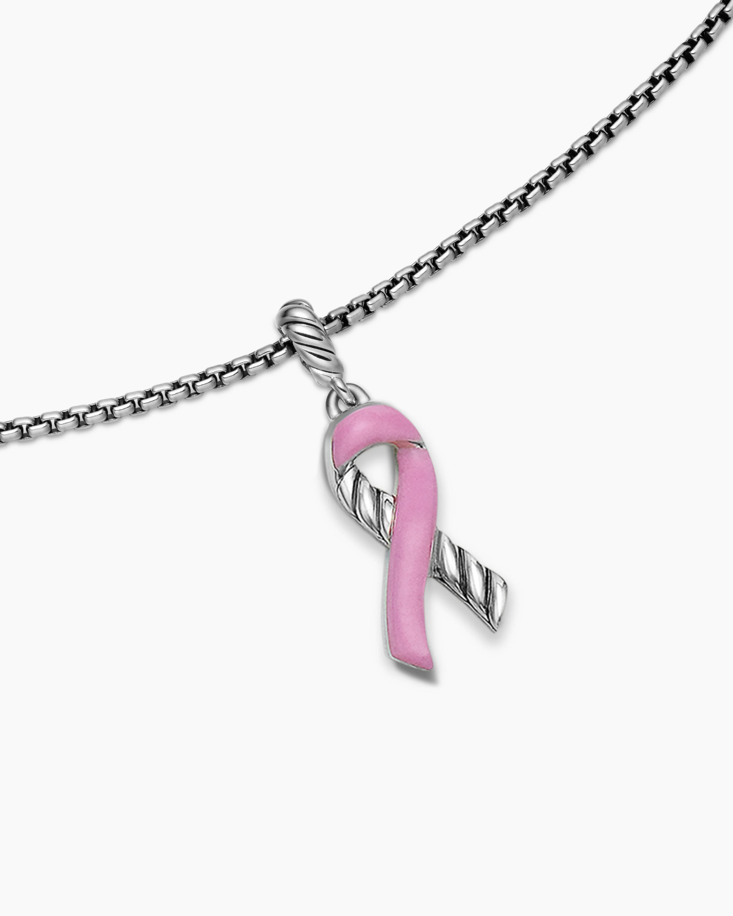 Cable Collectibles® Ribbon Necklace Sterling Silver with Pink Enamel, 24.4mm