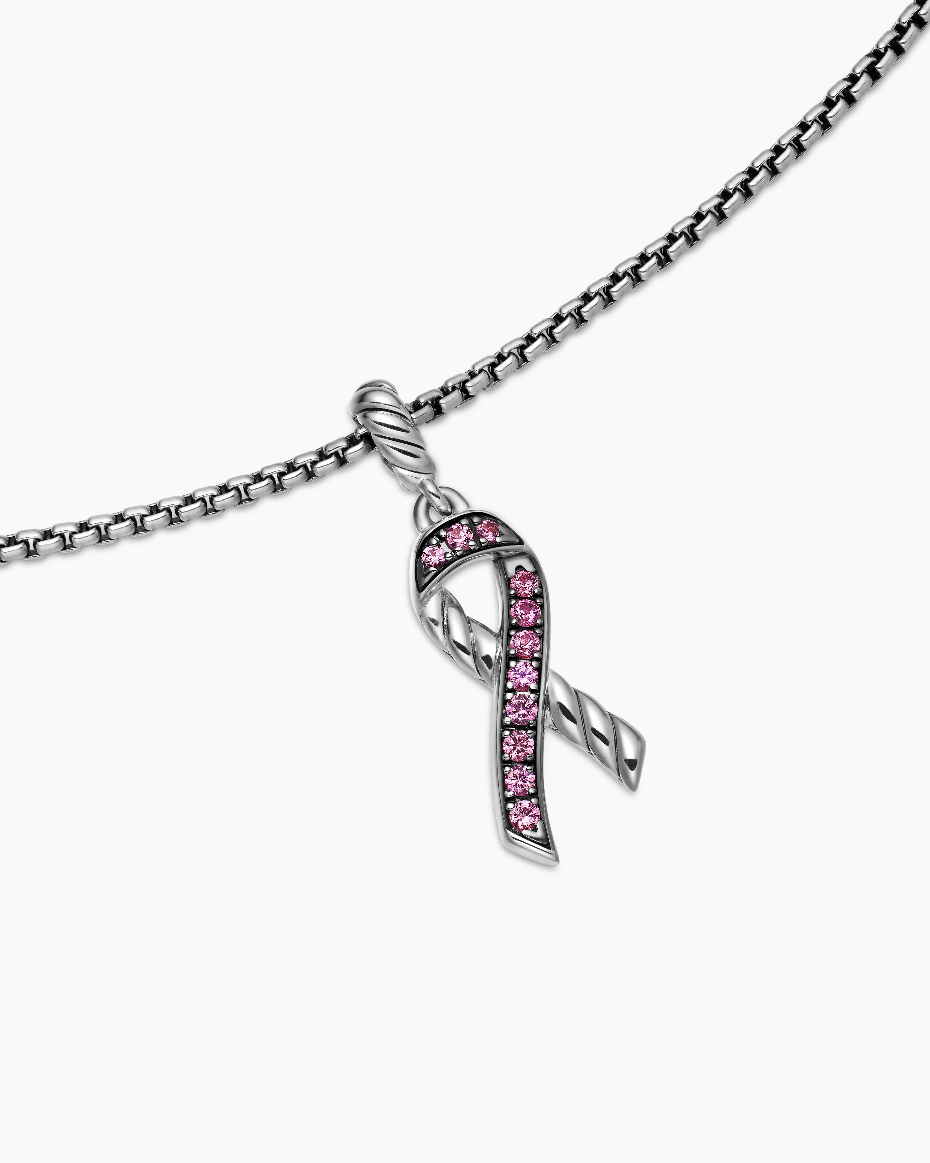 Cable Collectibles® Ribbon Necklace Sterling Silver with Pink Sapphires, 24.4mm