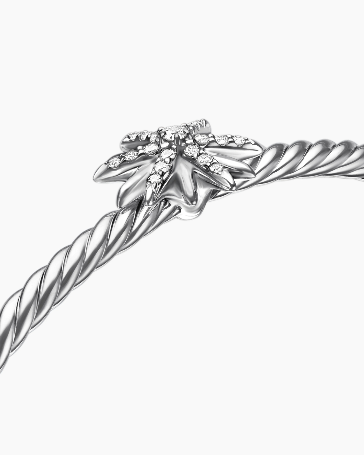 Starburst Center Station Bracelet Sterling Silver with Diamonds, 3mm