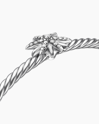 Starburst Center Station Bracelet Sterling Silver with Diamonds, 3mm