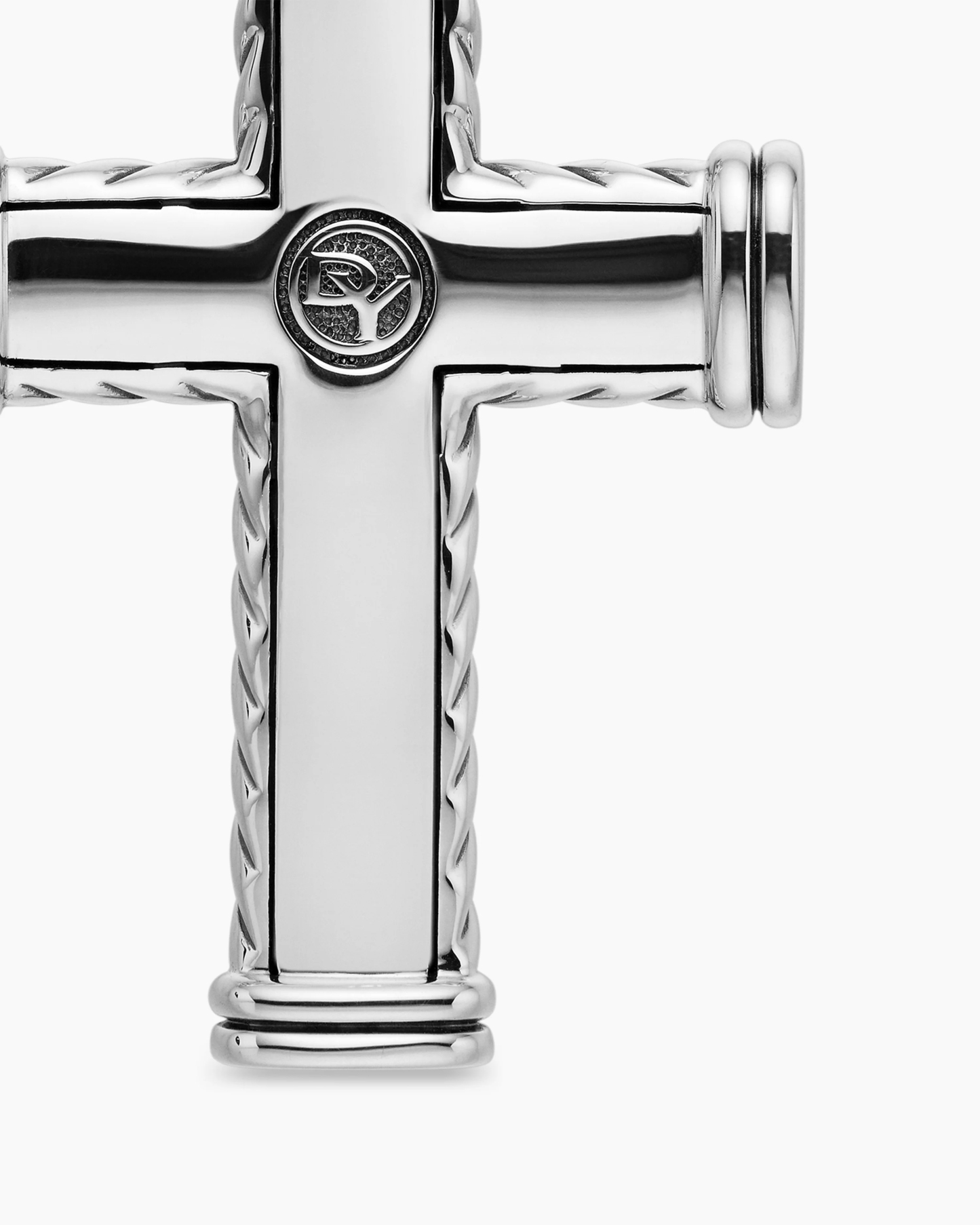 Chevron Cross Pendant Sterling Silver with Black Diamonds