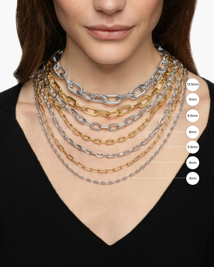 DY Madison® Toggle Chain Necklace Sterling Silver with 18K Yellow Gold, 11mm