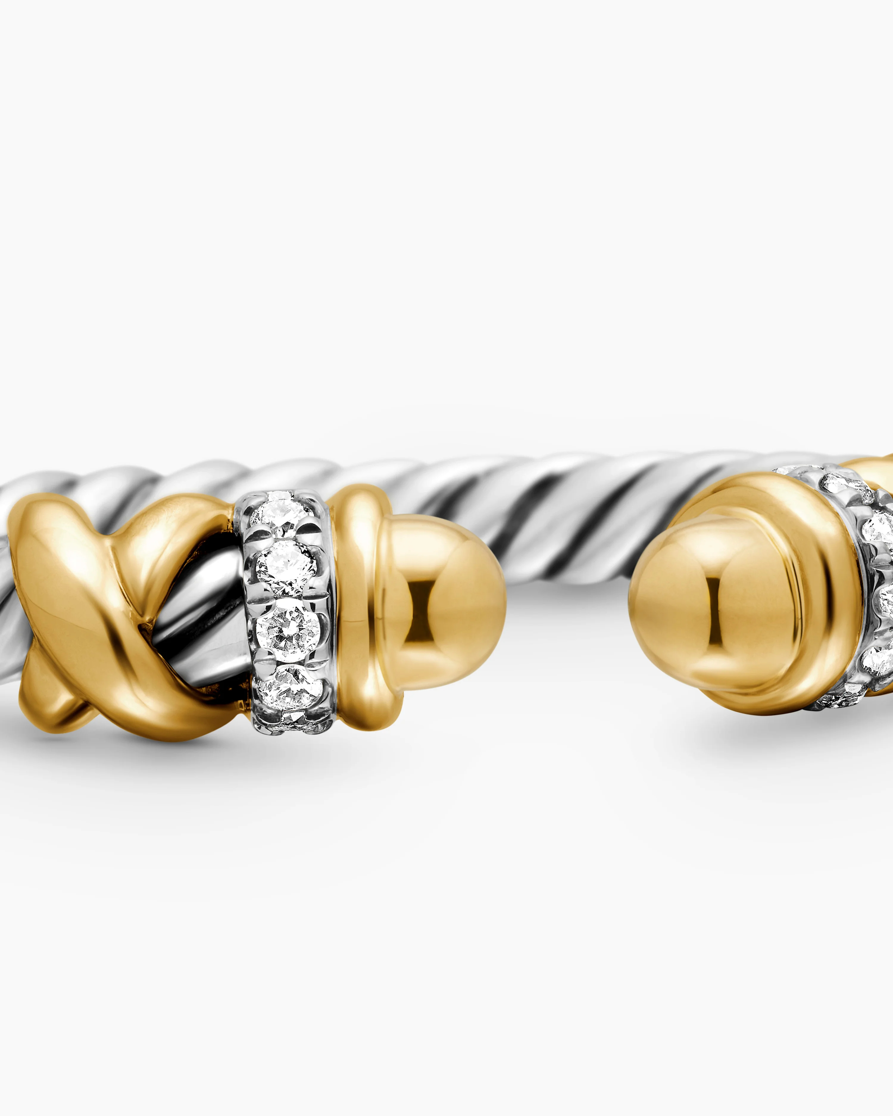 Petite Helena Ring Sterling Silver with 18K Yellow Gold Domes and Diamonds, 2.5mm