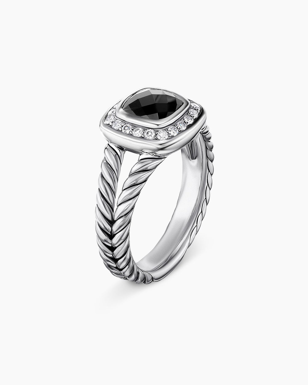 Petite Albion庐 Ring Sterling Silver with Black Onyx and Diamonds, 7mm