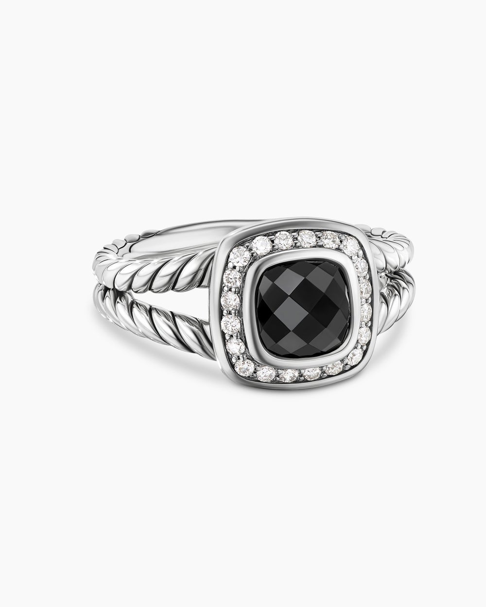 Petite Albion庐 Ring Sterling Silver with Black Onyx and Diamonds, 7mm