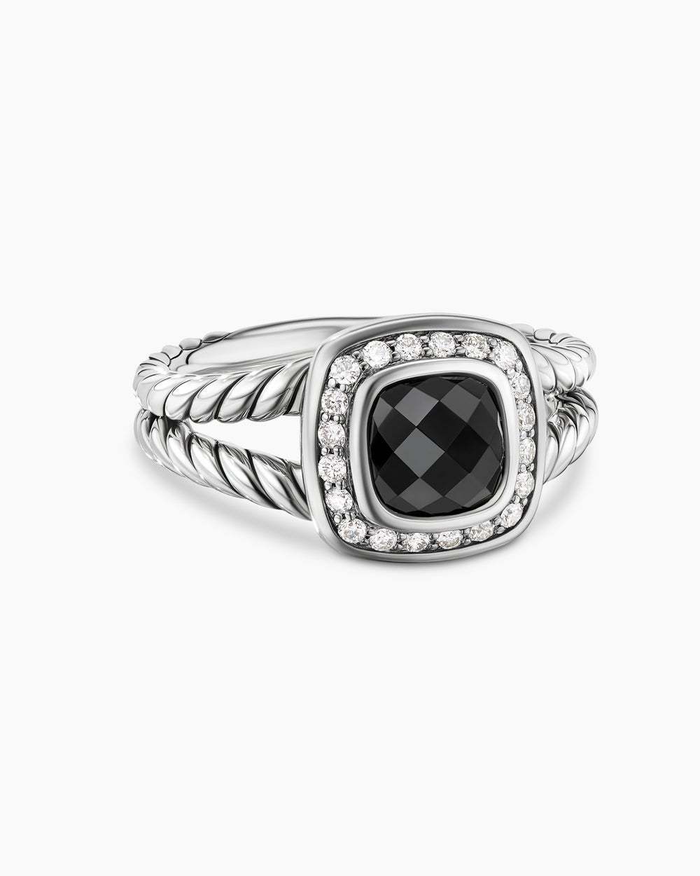 Petite Albion庐 Ring Sterling Silver with Black Onyx and Diamonds, 7mm