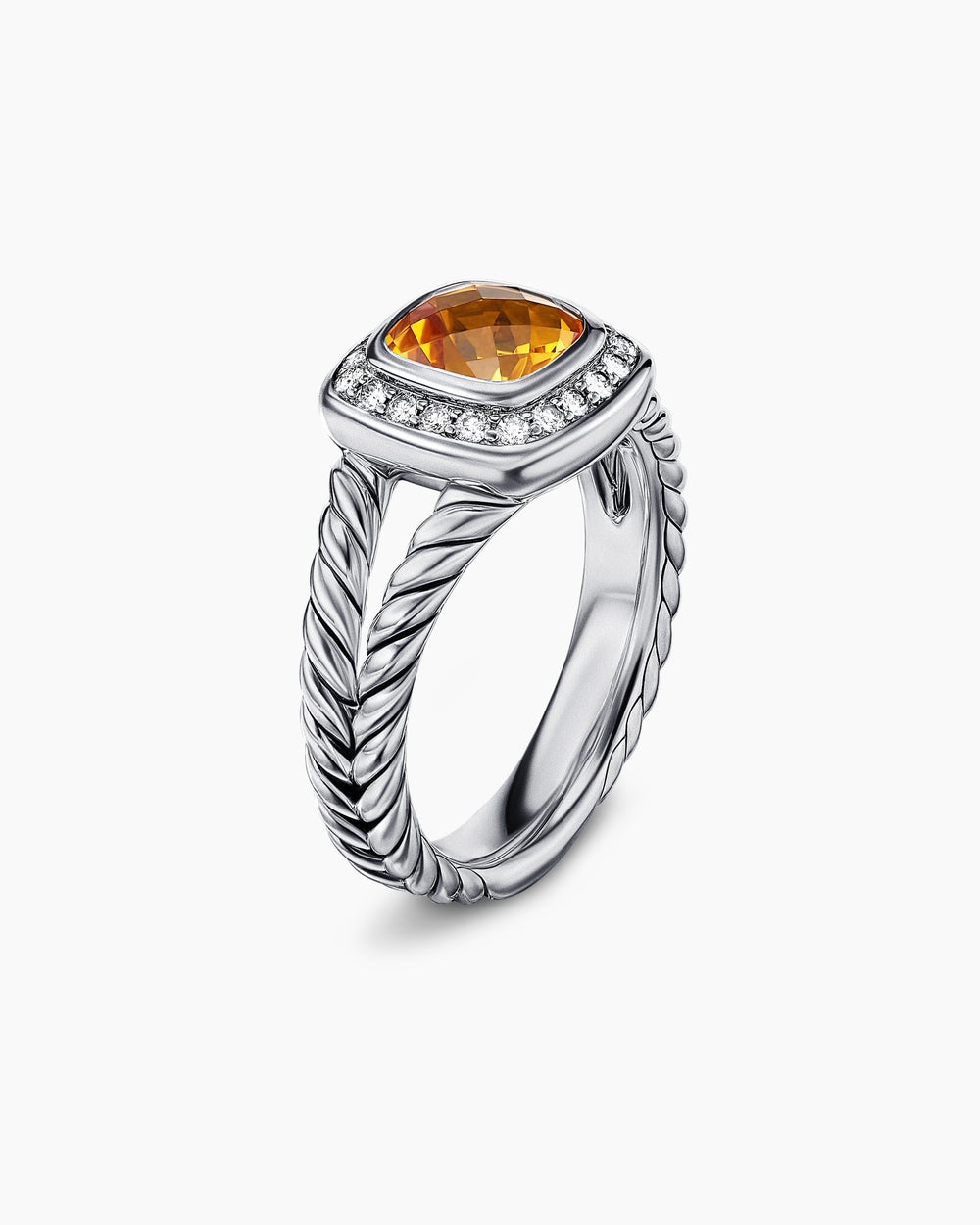 Petite Albion庐 Ring Sterling Silver with Citrine and Diamonds, 7mm