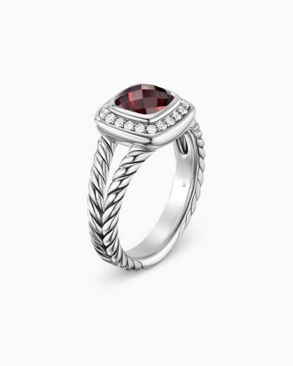 Petite Albion庐 Ring Sterling Silver with Garnet and Diamonds, 7mm