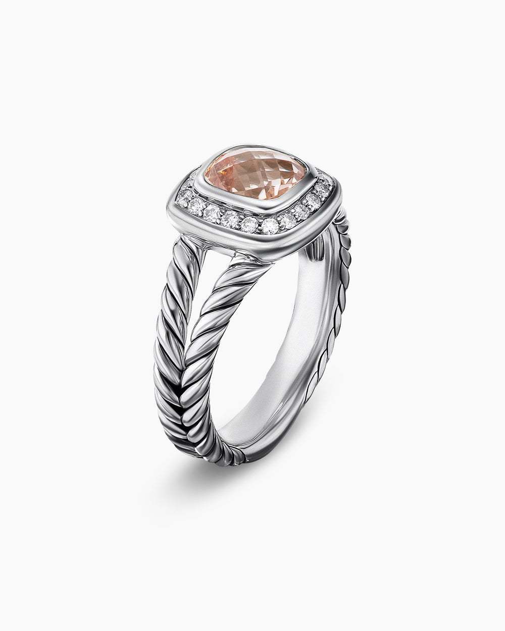 Petite Albion庐 Ring Sterling Silver with Morganite and Diamonds, 7mm