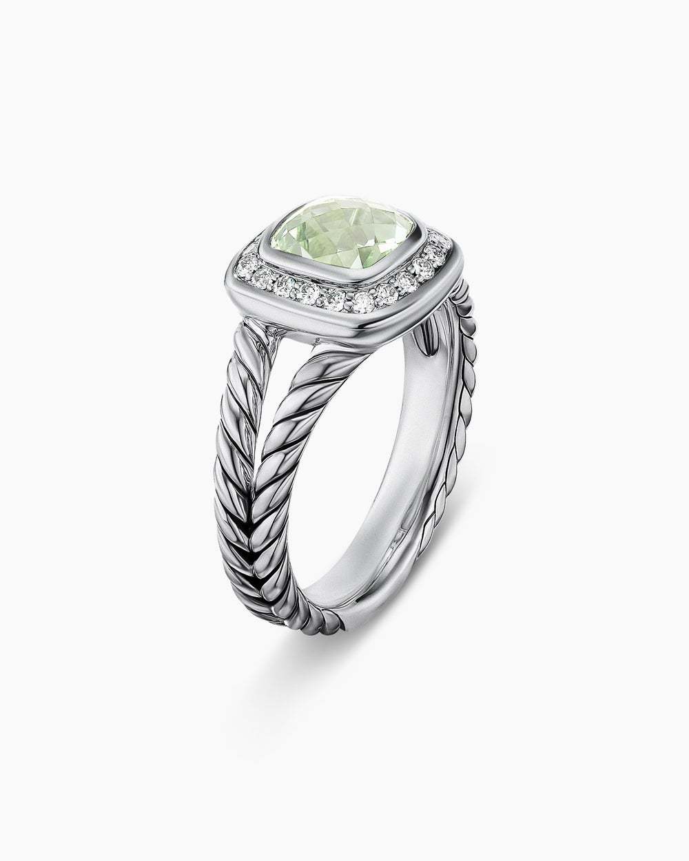 Petite Albion庐 Ring Sterling Silver with Prasiolite and Diamonds, 7mm