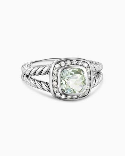 Petite Albion庐 Ring Sterling Silver with Prasiolite and Diamonds, 7mm