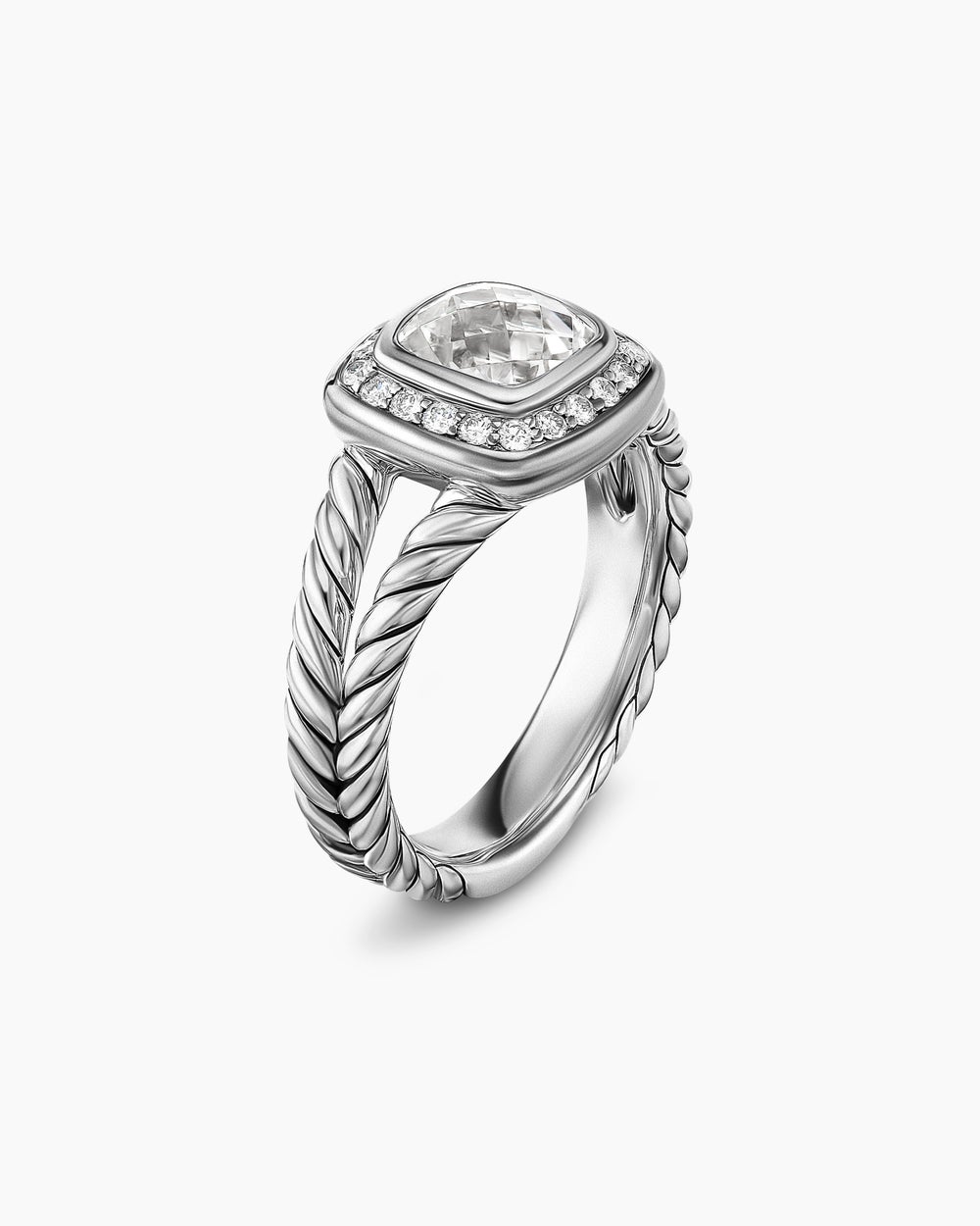 Petite Albion庐 Ring Sterling Silver with White Topaz and Diamonds, 7mm