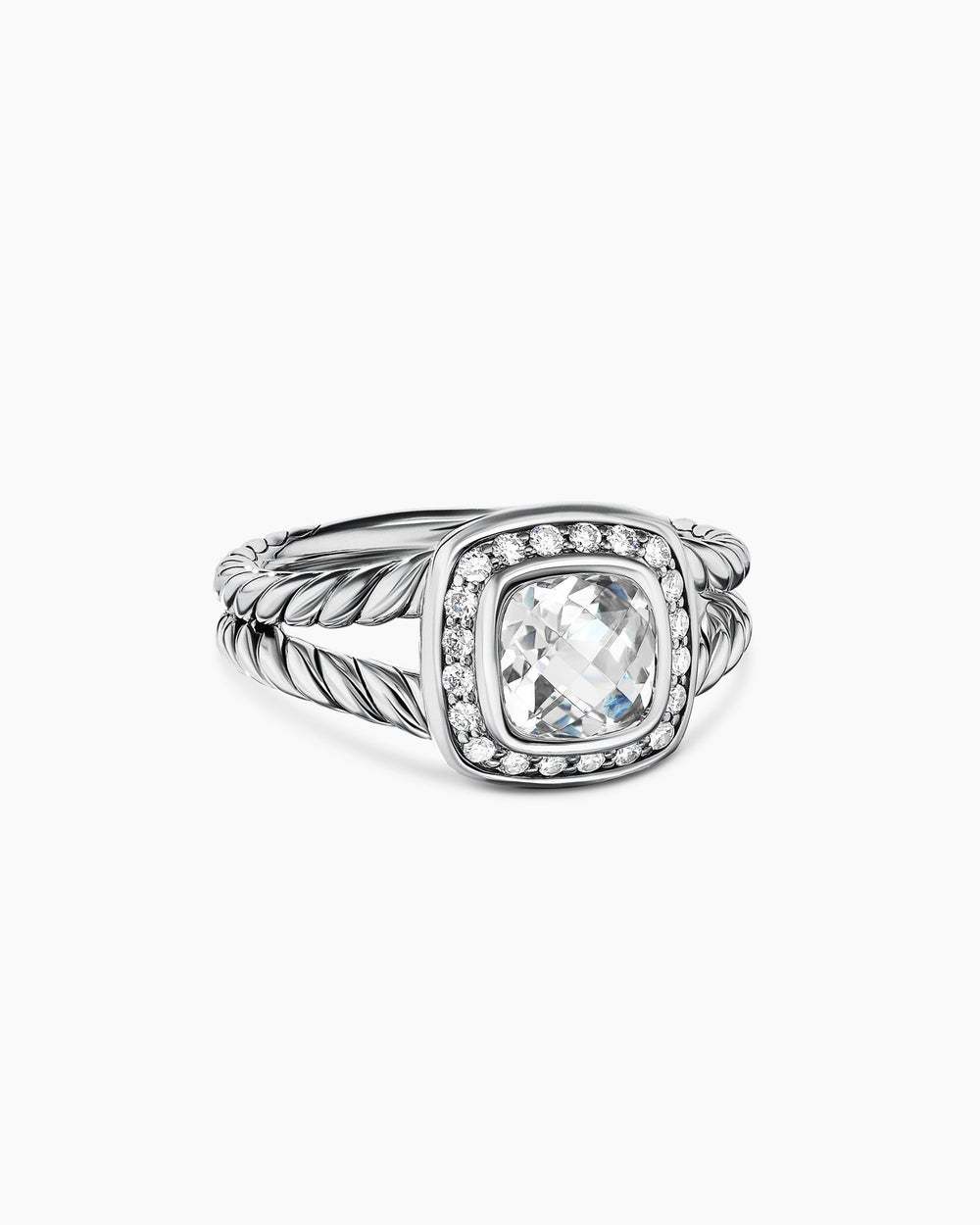 Petite Albion庐 Ring Sterling Silver with White Topaz and Diamonds, 7mm