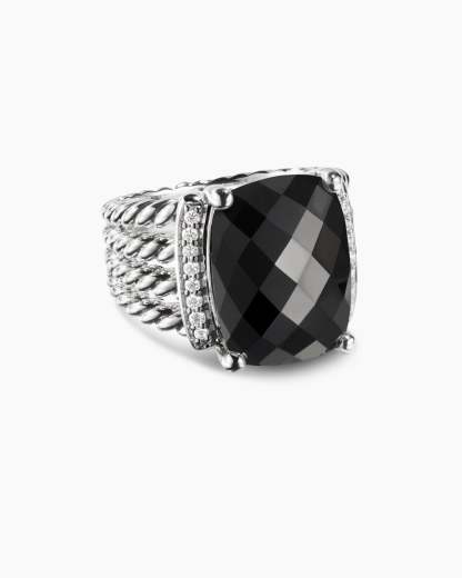 Wheaton庐 Ring Sterling Silver with Black Onyx and Diamonds, 16mm