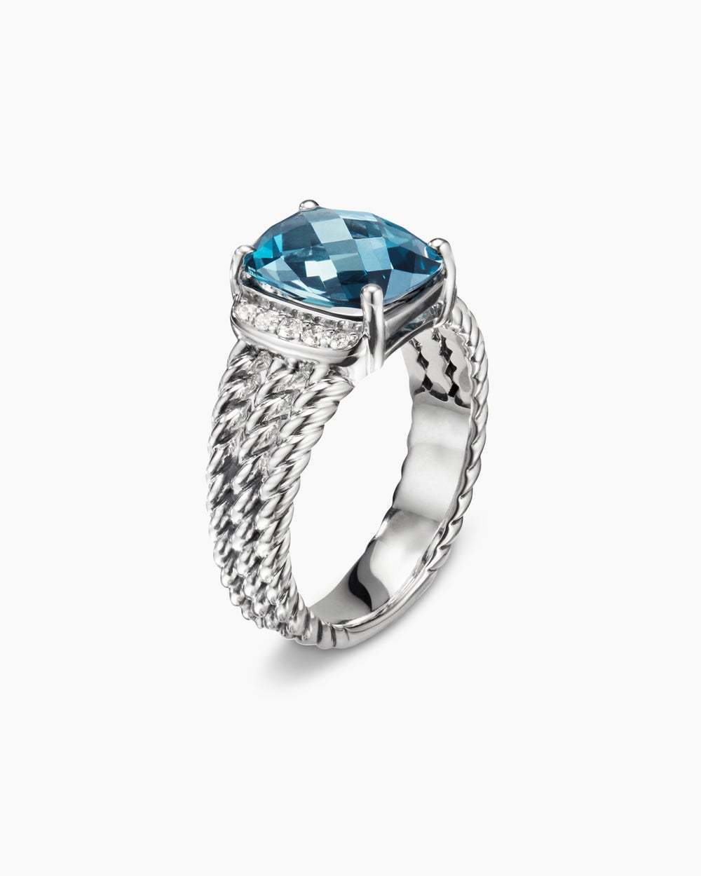 Petite Wheaton庐 Sterling Silver with Hampton Blue Topaz and Diamonds, 10mm