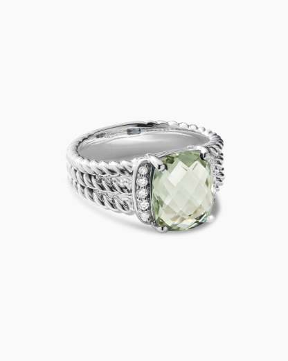 Petite Wheaton庐 Sterling Silver with Prasiolite and Diamonds, 10mm