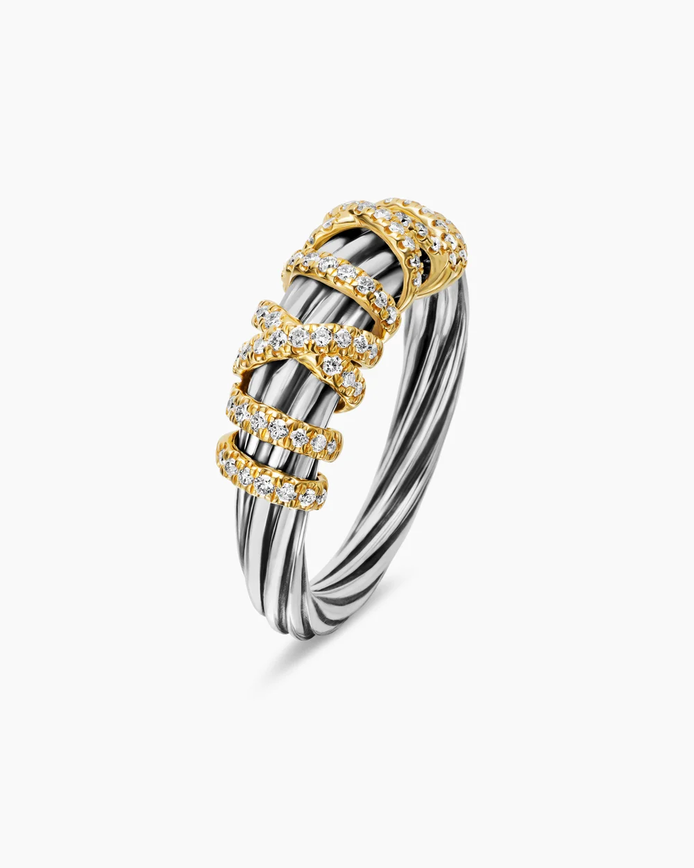 Helena Ring Sterling Silver with 18K Yellow Gold and Diamonds, 7.7mm