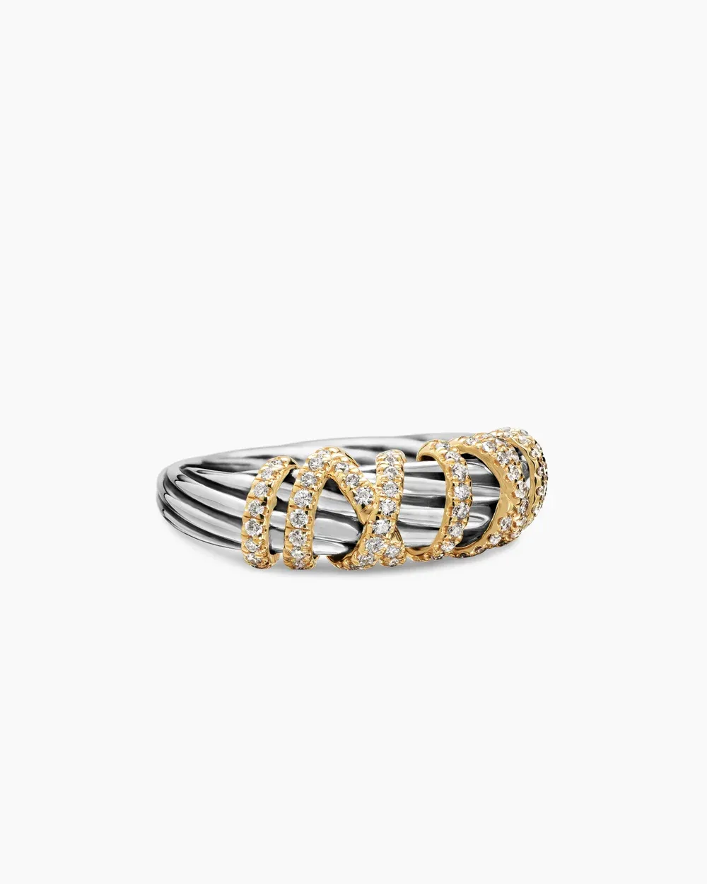 Helena Ring Sterling Silver with 18K Yellow Gold and Diamonds, 7.7mm