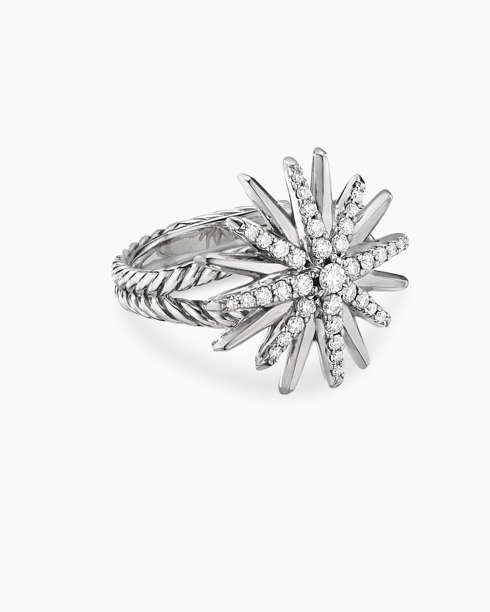 Starburst Ring Sterling Silver with Diamonds, 19mm