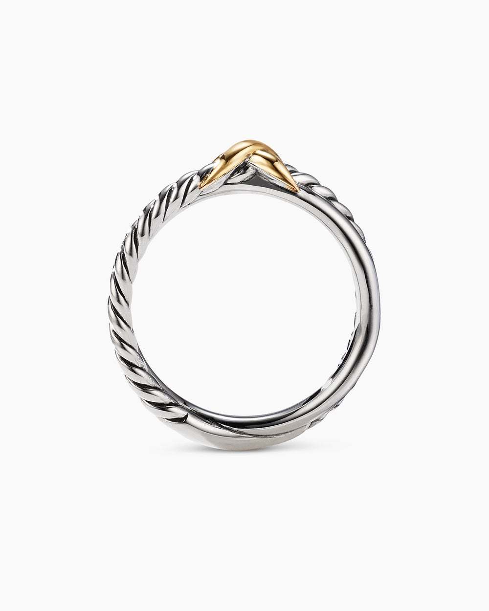 Petite X Ring Sterling Silver with 18K Yellow Gold, 4mm