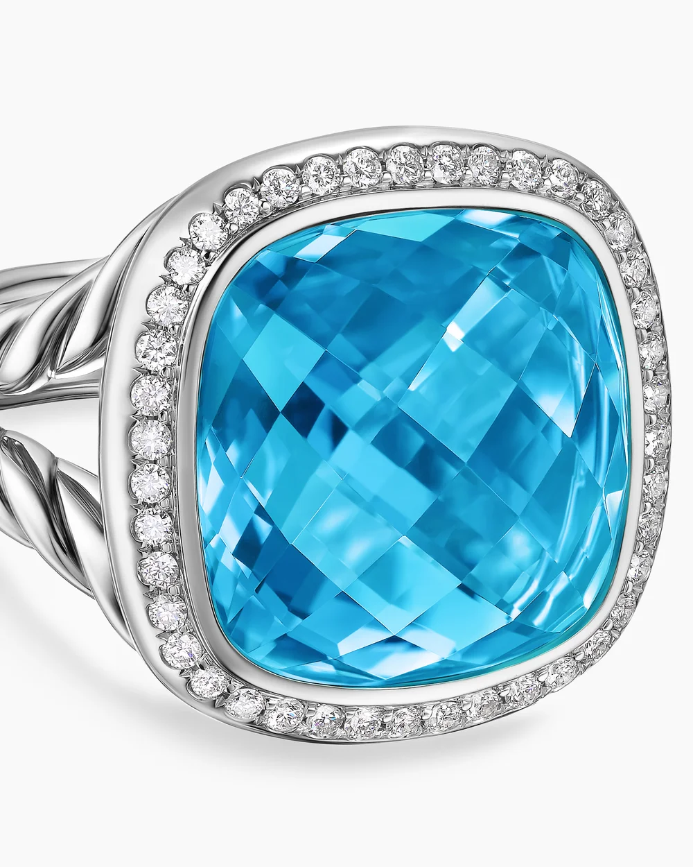 Albion® Ring Sterling Silver with Blue Topaz and Diamonds, 14mm