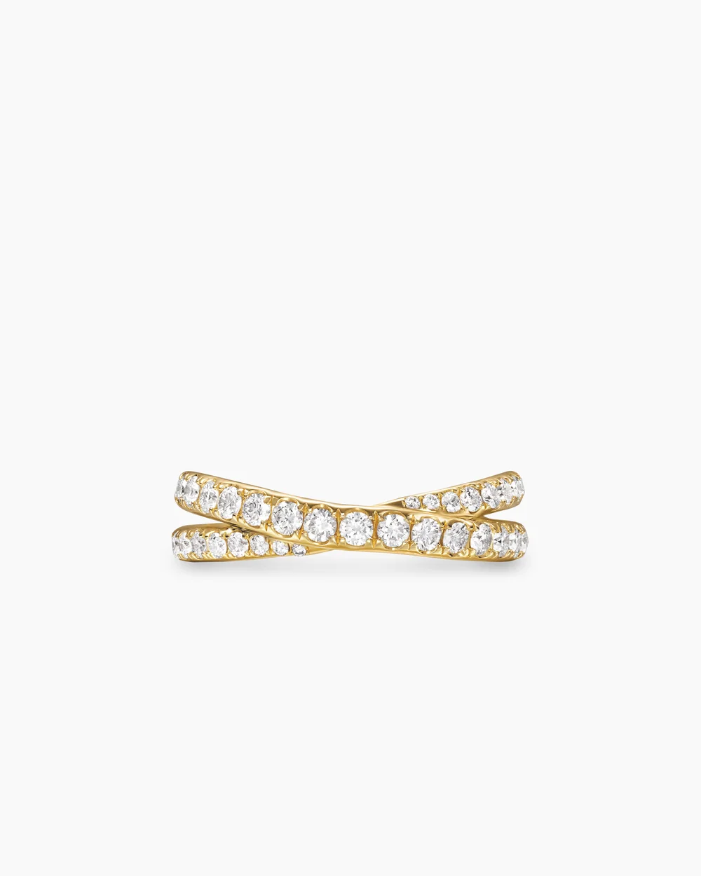 Pavé Crossover Ring 18K Yellow Gold with Diamonds, 6mm