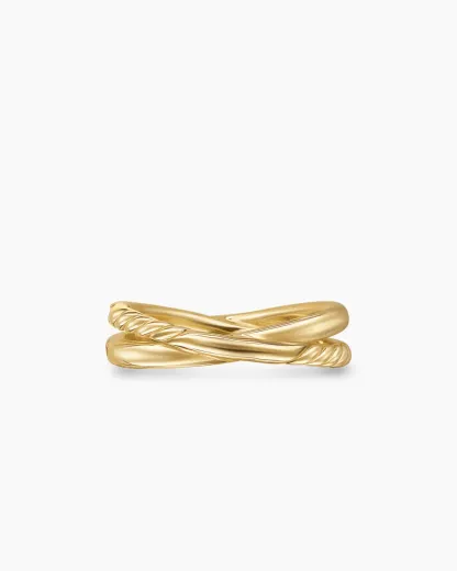 Pavé Crossover Ring 18K Yellow Gold with Diamonds, 6mm