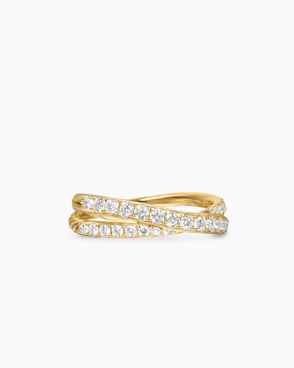 Pavé Crossover Ring 18K Yellow Gold with Diamonds, 6mm