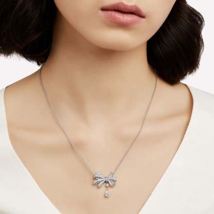 Tilda's Bow Classic Diamond Drop Pendant