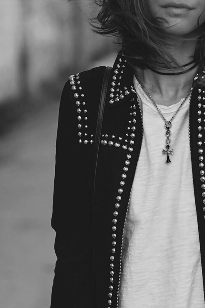 TINY CH CROSS WITH ONE SILVER BALL CHARM